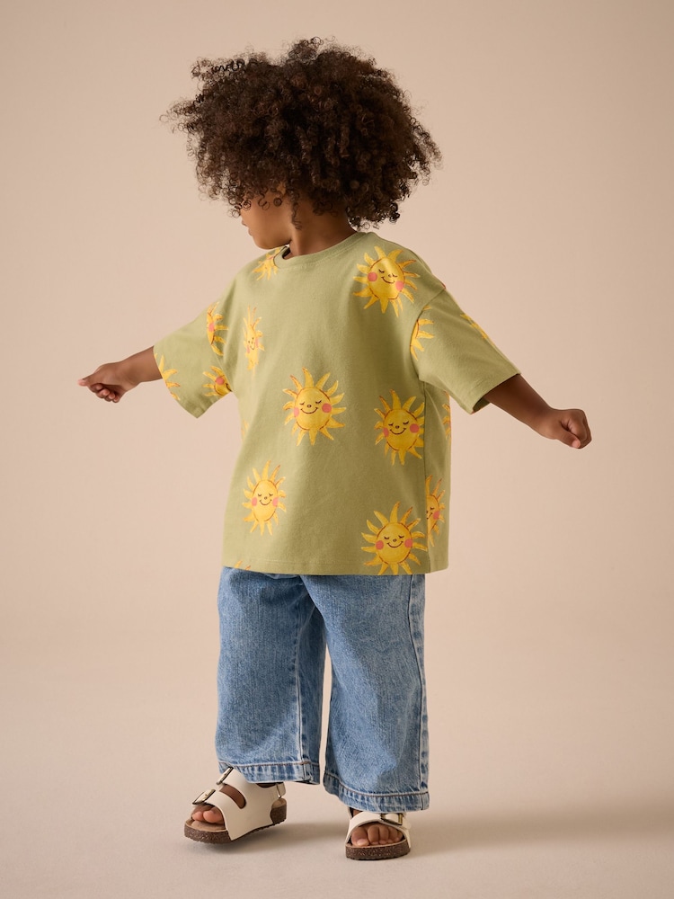 Green Sun Character Girls Short Sleeve 100% Cotton T-Shirt (3mths-7yrs) - Image 2 of 7