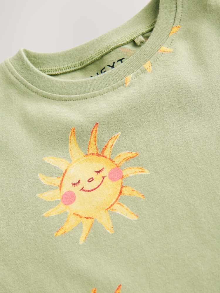 Green Sun Character Girls Short Sleeve 100% Cotton T-Shirt (3mths-7yrs) - Image 7 of 7