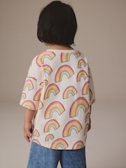 Cream Rainbow Girls Short Sleeve 100% Cotton T-Shirt (3mths-7yrs) - Image 3 of 8