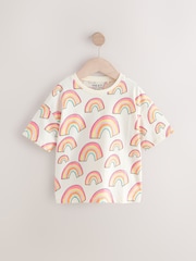 Cream Rainbow Girls Short Sleeve 100% Cotton T-Shirt (3mths-7yrs) - Image 5 of 8