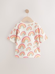 Cream Rainbow Girls Short Sleeve 100% Cotton T-Shirt (3mths-7yrs) - Image 6 of 8