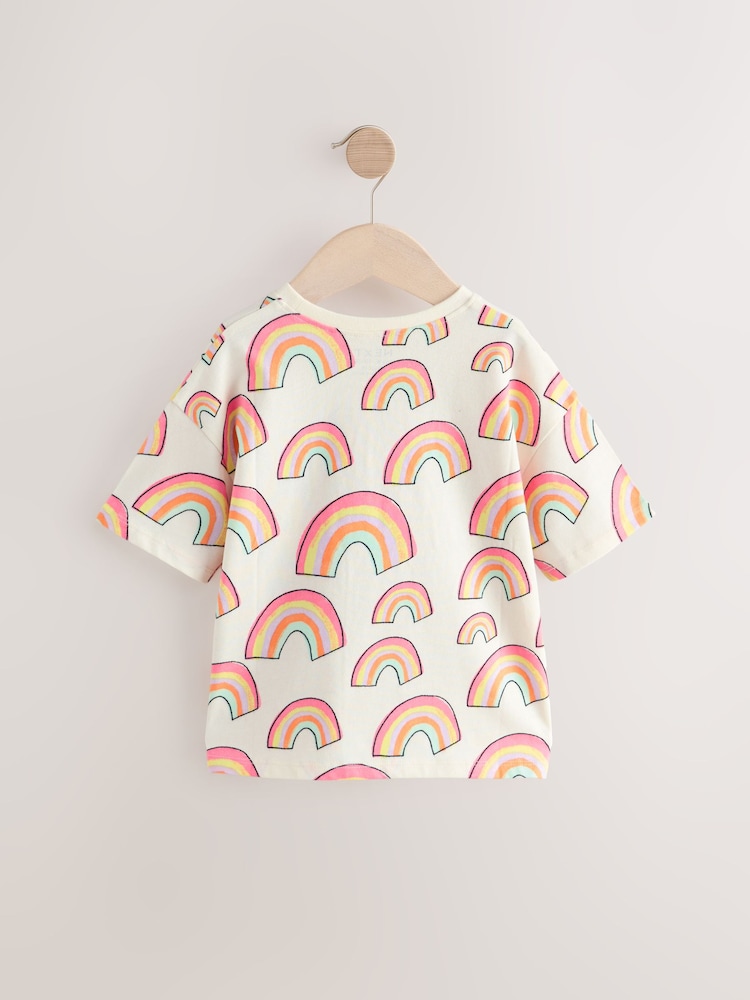 Cream Rainbow Girls Short Sleeve 100% Cotton T-Shirt (3mths-7yrs) - Image 6 of 8