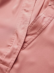 Rose Pink Long Sleeve Overhead V-Neck Relaxed Fit Blouse - Image 6 of 7