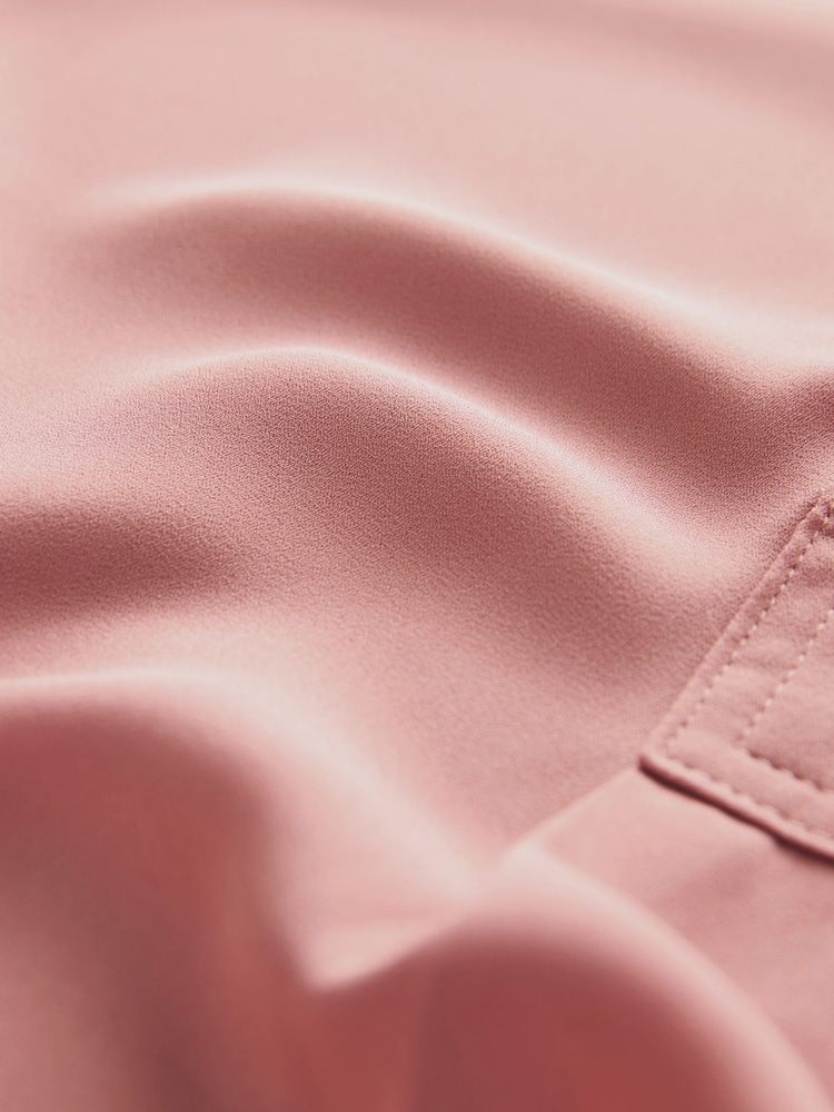 Rose Pink Long Sleeve Overhead V-Neck Relaxed Fit Blouse - Image 7 of 7