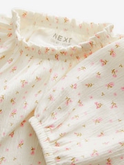 Cream Ditsy Floral Long Sleeve Gathered Neck Blouse (3mths-7yrs) - Image 7 of 7