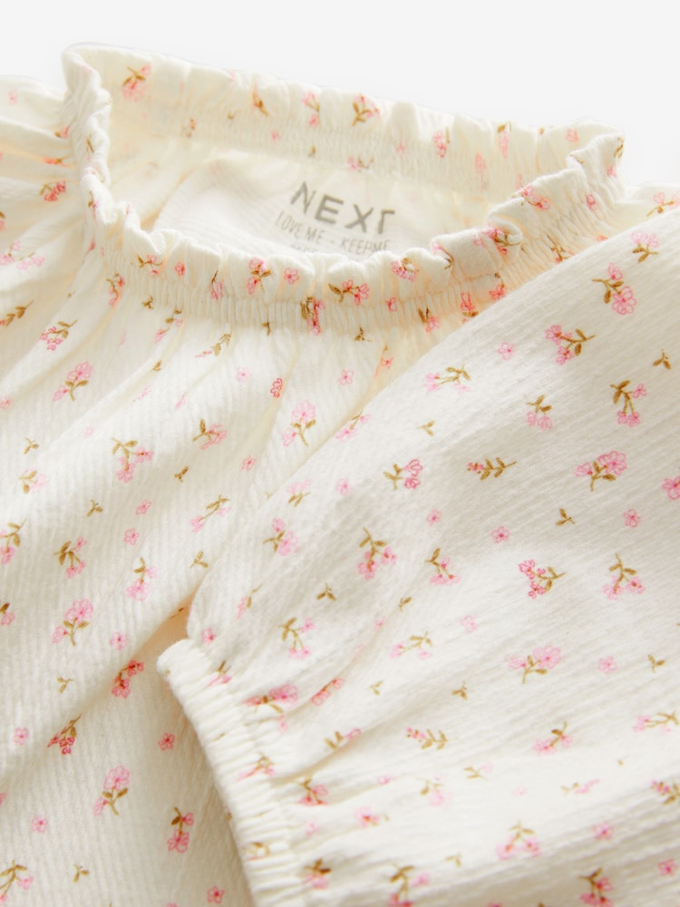 Cream Ditsy Floral Long Sleeve Gathered Neck Blouse (3mths-7yrs) - Image 7 of 7