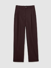 Reiss Dark Aubergine Leisel Wool-Blend Wide-Leg Pleated Suit Trousers - Image 2 of 8