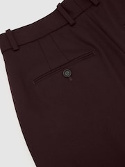 Reiss Dark Aubergine Leisel Wool-Blend Wide-Leg Pleated Suit Trousers - Image 7 of 8