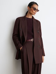 Dark Aubergine - Reiss Leisel жүннен жасалған қос кеуделі үлкен костюм пиджак - 9суретінің 1 суреті