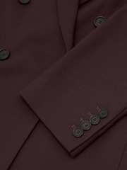 Reiss Dark Aubergine Leisel Wool-Blend Double-Breasted Oversized Suit Blazer - Image 10 of 10
