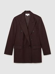 Dark Aubergine - Reiss Leisel жүннен жасалған қос кеуделі үлкен костюм пиджак - 9суретінің 2 суреті