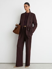 Dark Aubergine - Reiss Leisel жүннен жасалған қос кеуделі үлкен костюм пиджак - 9суретінің 3 суреті