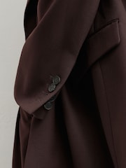 Dark Aubergine - Reiss Leisel жүннен жасалған қос кеуделі үлкен костюм пиджак - 9суретінің 4 суреті