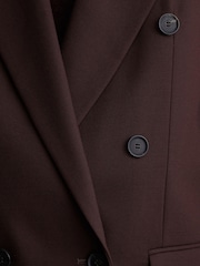 Dark Aubergine - Reiss Leisel жүннен жасалған қос кеуделі үлкен костюм пиджак - 9суретінің 8 суреті