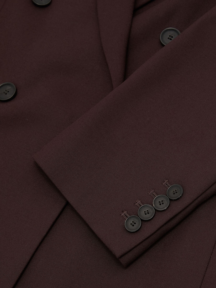 Dark Aubergine - Reiss Leisel жүннен жасалған қос кеуделі үлкен костюм пиджак - 9суретінің 9 суреті