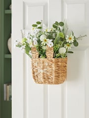 Natural Woven Bunny Basket Wreath - Image 1 of 6