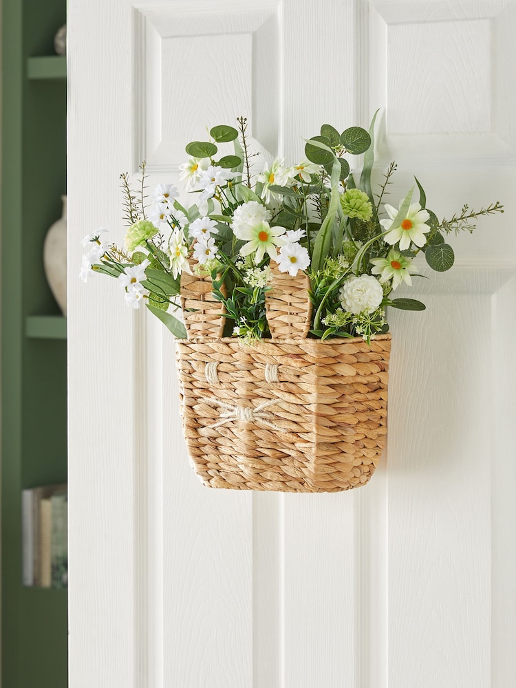 Natural Woven Bunny Basket Wreath - Image 1 of 6 Natural Woven Bunny Basket Wreath - Image 1 of 6