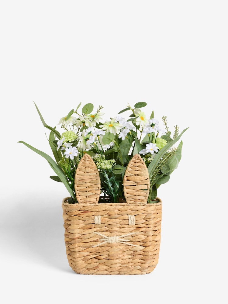 Natural Woven Bunny Basket Wreath - Image 5 of 6