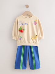 Cream Padded Fruits Long Sleeve Top and Wide Trousers Set (3mths-7yrs) - Image 4 of 9