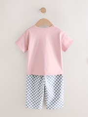 Pink 100% Cotton Short Sleeve T-Shirt and Barrel Trousers set (3mths-7yrs) - Image 2 of 4