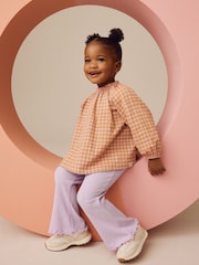 Pink Gingham Long Sleeve Top and Flare Leggings Set (3mths-7yrs) - Image 1 of 10