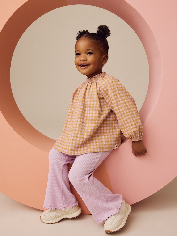 Pink Gingham Long Sleeve Top and Flare Leggings Set (3mths-7yrs) - Image 1 of 10