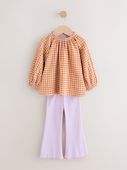 Pink Gingham Long Sleeve Top and Flare Leggings Set (3mths-7yrs) - Image 4 of 10