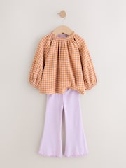 Pink Gingham Long Sleeve Top and Flare Leggings Set (3mths-7yrs) - Image 5 of 10