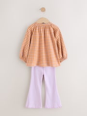 Pink Gingham Long Sleeve Top and Flare Leggings Set (3mths-7yrs) - Image 6 of 10