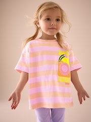 Pink Short Sleeve 100% Cotton T-Shirt and Leggings Set (3mths-7yrs) - Image 3 of 8