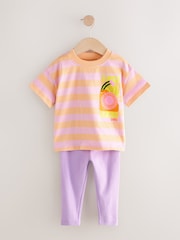 Pink Short Sleeve 100% Cotton T-Shirt and Leggings Set (3mths-7yrs) - Image 4 of 8