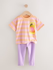 Pink Short Sleeve 100% Cotton T-Shirt and Leggings Set (3mths-7yrs) - Image 5 of 8