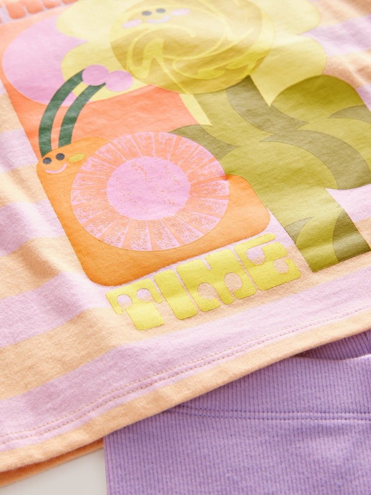 Pink Short Sleeve 100% Cotton T-Shirt and Leggings Set (3mths-7yrs) - Image 8 of 8