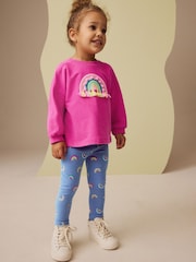 Pink Rainbow Applique Long Sleeve Top and Leggings Set (3mths-7yrs) - Image 1 of 9