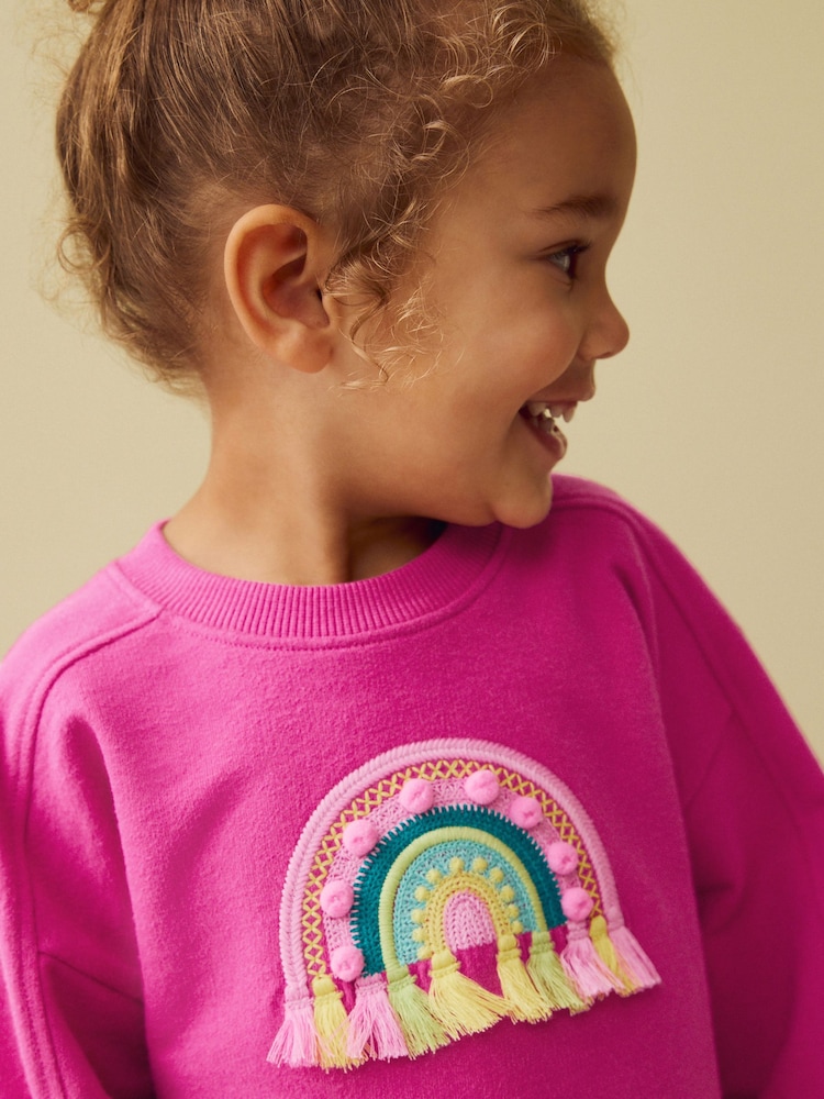 Pink Rainbow Applique Long Sleeve Top and Leggings Set (3mths-7yrs) - Image 2 of 9