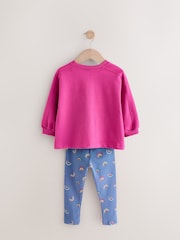 Pink Rainbow Applique Long Sleeve Top and Leggings Set (3mths-7yrs) - Image 7 of 9