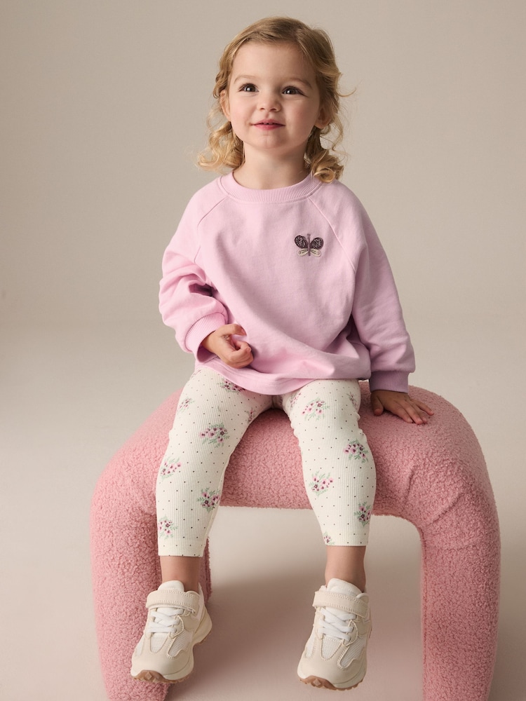 Rosa claro floral - Conjunto de top de manga larga y leggings (3 meses-7 años) - Imagen 2 de 8 Rosa claro floral - Conjunto de top de manga larga y leggings (3 meses-7 años) - Imagen 2 de 8