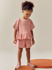 Pink Stripe Short Sleeve Ribbed Top and Shorts Set (3mths-7yrs) - Image 2 of 8