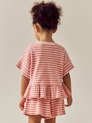 Pink Stripe Short Sleeve Ribbed Top and Shorts Set (3mths-7yrs) - Image 3 of 8