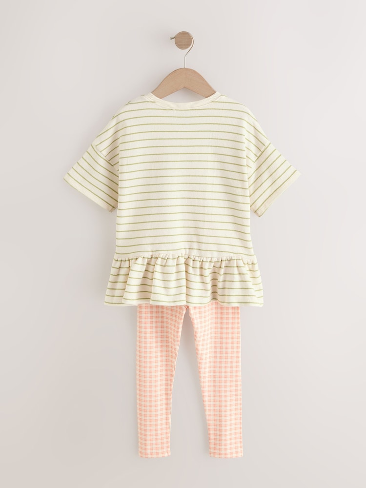 Cream Stripe Flower Short Sleeve T-Shirt and Leggings Set (3mths-7yrs) - Image 6 of 6