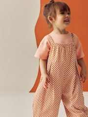 Orange Checkerboard 100% Cotton Short Sleeve T-Shirt and Playsuit Set (3mths-7yrs) - Image 2 of 9