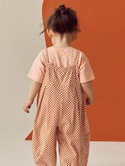 Orange Checkerboard 100% Cotton Short Sleeve T-Shirt and Playsuit Set (3mths-7yrs) - Image 3 of 9