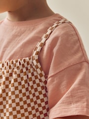 Orange Checkerboard 100% Cotton Short Sleeve T-Shirt and Playsuit Set (3mths-7yrs) - Image 4 of 9