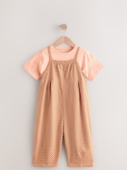 Orange Checkerboard 100% Cotton Short Sleeve T-Shirt and Playsuit Set (3mths-7yrs) - Image 5 of 9