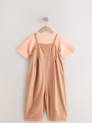 Orange Checkerboard 100% Cotton Short Sleeve T-Shirt and Playsuit Set (3mths-7yrs) - Image 6 of 9