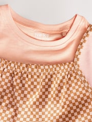 Orange Checkerboard 100% Cotton Short Sleeve T-Shirt and Playsuit Set (3mths-7yrs) - Image 8 of 9