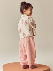Pink/Cream Flower Short Sleeve Shirt and Trousers Set (3mths-7yrs) - Image 2 of 8