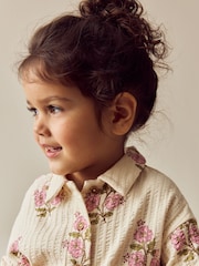 Pink/Cream Flower Short Sleeve Shirt and Trousers Set (3mths-7yrs) - Image 3 of 8