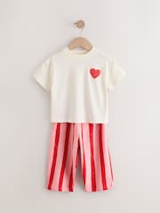 Red Heart Short Sleeve 100% Cotton T-Shirt and Wide Trousers Set (3mths-7yrs) - Image 4 of 7