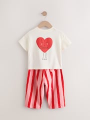 Red Heart Short Sleeve 100% Cotton T-Shirt and Wide Trousers Set (3mths-7yrs) - Image 5 of 7
